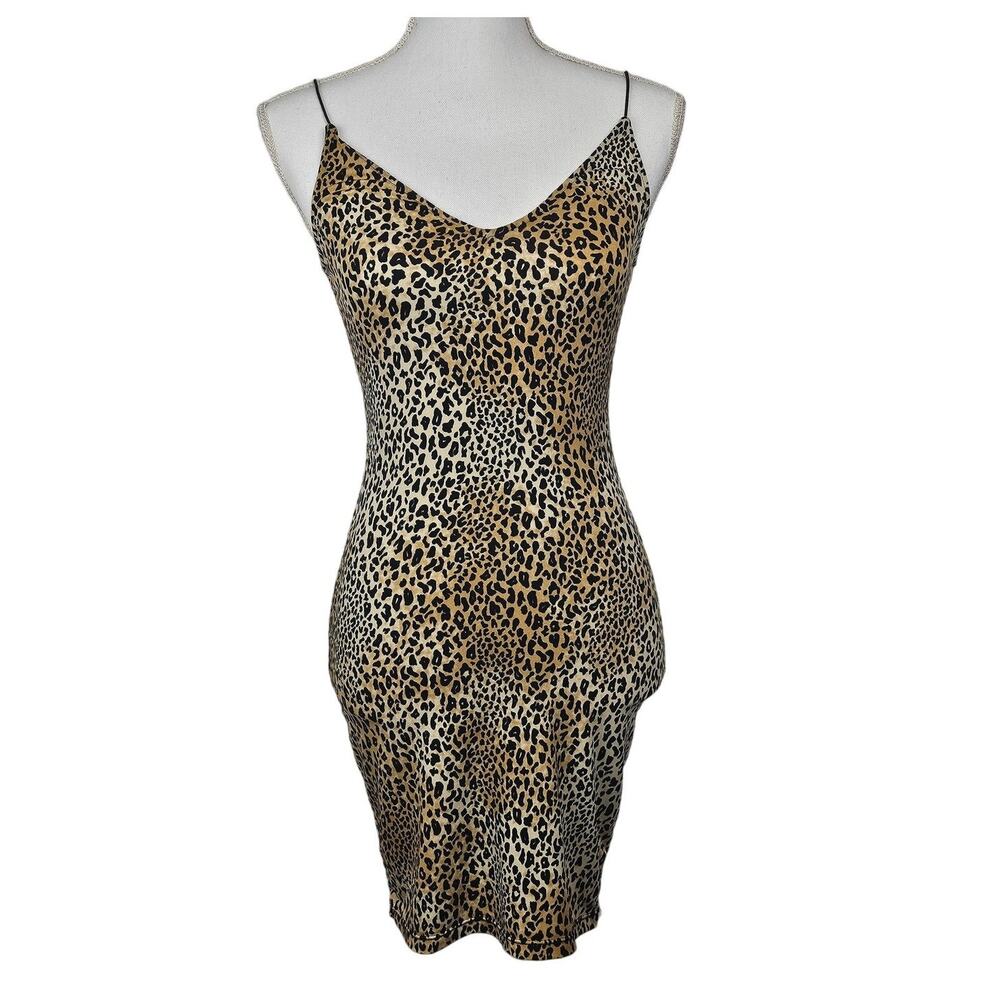 H&M DIVIDED LEOPARD PRINT DRESS – SIZE 2 – CAMISOLE STYLE – STRETCH FABRIC